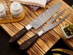 Damascus Chef Knife — Hand-Forged, 13" Overall, Stag Horn Handle, Leather Sheath - Image 3