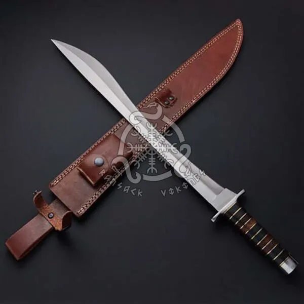 Sword — Hand-Forged D2 Steel, Olive Wood Handle, Sheath Included (RK-519)