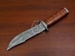 Damascus Camp Knife — Hand-Forged, Stag Horn Handle, Leather Sheath (RK-562) - Image 2