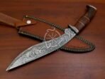 Damascus Kukri Knife — Hand-Forged, Stag Horn Handle, Leather Sheath - Image 2