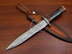 Damascus Dagger Knife — Hand-Forged, Rosewood Handle, Leather Sheath (RK-565) - Image 4