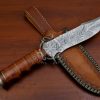 RK-562 Custom Handmade Damascus Hunting Camping Knife Damascus Steel Knife Leather Handle Gift For Him USA Made Top Rated Knife - Image 3