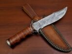 Damascus Camp Knife — Hand-Forged, Stag Horn Handle, Leather Sheath (RK-562) - Image 3