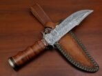 Damascus Camp Knife — Hand-Forged, Stag Horn Handle, Leather Sheath (RK-562) - Image 4