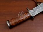 Damascus Camp Knife — Hand-Forged, Stag Horn Handle, Leather Sheath (RK-562) - Image 5