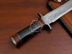 Damascus Dagger Knife — Hand-Forged, Rosewood Handle, Leather Sheath (RK-565) - Image 3