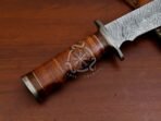 Damascus Camp Knife — Hand-Forged, Stag Horn Handle, Leather Sheath (RK-562) - Image 6