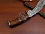 Damascus Kukri Knife — Hand-Forged, Stag Horn Handle, Leather Sheath - Image 6