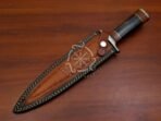 Damascus Dagger Knife — Hand-Forged, Rosewood Handle, Leather Sheath (RK-565) - Image 5