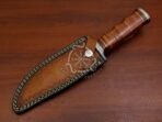 Damascus Camp Knife — Hand-Forged, Stag Horn Handle, Leather Sheath (RK-562) - Image 8
