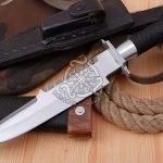 D2 Steel Camp Knife — Hand-Forged, Stag Horn Handle, Leather Sheath (RK-585)