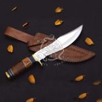 D2 Steel Camp Knife — Hand-Forged, Wood Handle, Leather Sheath (RK-571)