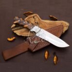 D2 Steel Camp Knife — Hand-Forged, Wood Handle, Leather Sheath