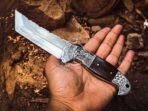 D2 Steel Tanto Knife — Hand-Forged, Stag Horn Handle, Leather Sheath | Engraving Available - Image 6