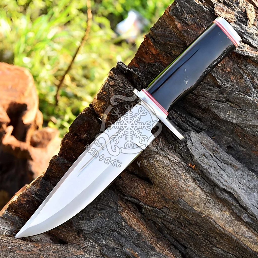 D2 Steel Bowie Knife — Hand-Forged, Stag Horn Handle, Leather Sheath | Engraving Available