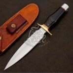 D2 Steel Bowie Knife — Hand-Forged, Stag Horn Handle, Leather Sheath (RK-574)