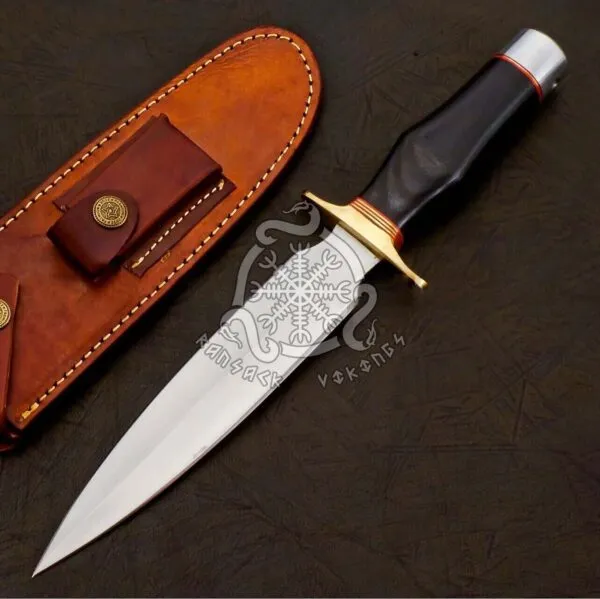 D2 Steel Bowie Knife — Hand-Forged, Stag Horn Handle, Leather Sheath (RK-574)