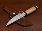 D2 Steel Skinner Knife — Hand-Forged, Stag Horn Handle, Leather Sheath (RK-581) - Image 2