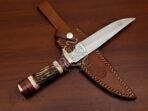 D2 Steel Bowie Knife — Hand-Forged, Camel Bone Handle, Leather Sheath - view 6