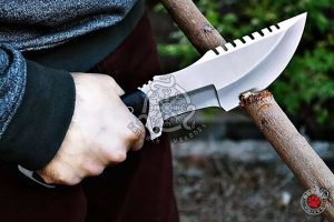 D2 Steel Tracker Knife, Hand-Forged, 12″ Overall, Micarta Handle, Leather Sheath