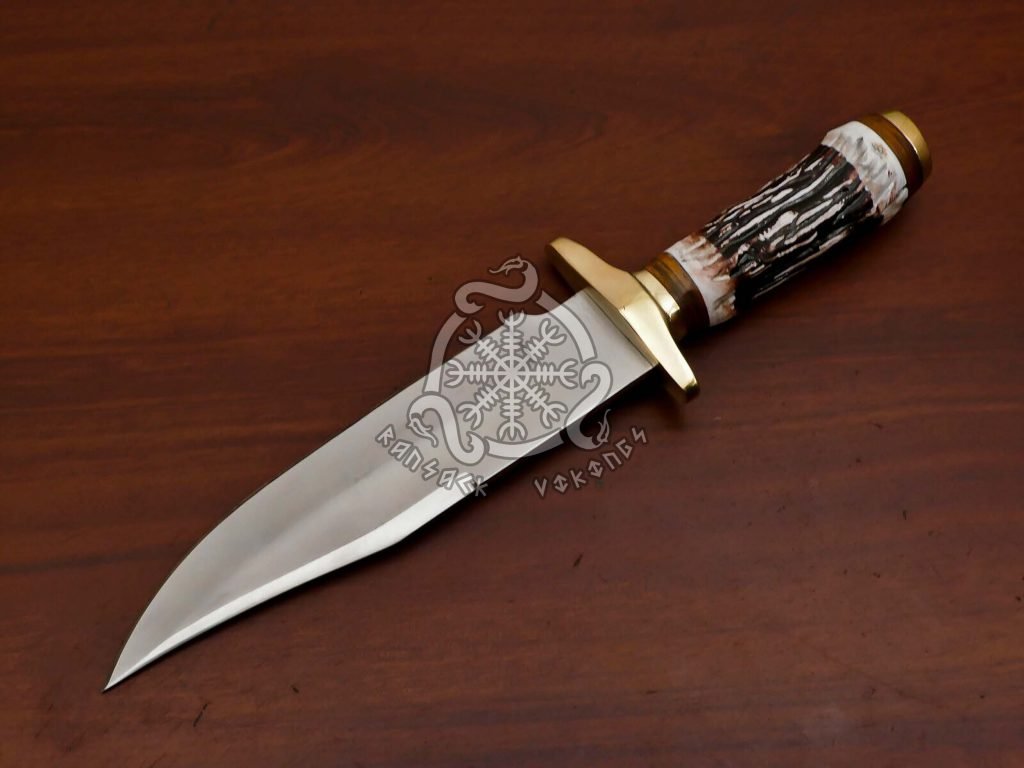 D2 Steel Camp Knife — Hand-Forged, Stag Horn Handle, Leather Sheath - view 2