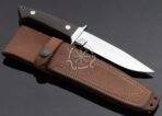 D2 Steel Skinner Knife — Hand-Forged, Stag Horn Handle, Leather Sheath