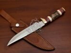 D2 Steel Bowie Knife — Hand-Forged, Camel Bone Handle, Leather Sheath - view 3