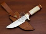 D2 Steel Skinner Knife — Hand-Forged, 10" Overall, Stag Horn Handle, Leather Sheath