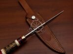 D2 Steel Bowie Knife — Hand-Forged, Camel Bone Handle, Leather Sheath - view 4