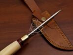 D2 Steel Skinner Knife — Hand-Forged, 10" Overall, Stag Horn Handle, Leather Sheath - Image 5