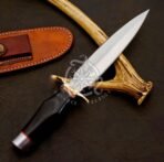 D2 Steel Bowie Knife — Hand-Forged, Stag Horn Handle, Leather Sheath (RK-574) - Image 4