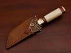 D2 Steel Skinner Knife — Hand-Forged, 10" Overall, Stag Horn Handle, Leather Sheath - Image 7