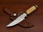 D2 Steel Skinner Knife — Hand-Forged, Stag Horn Handle, Leather Sheath (RK-581)