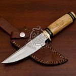 D2 Steel Skinner Knife — Hand-Forged, Stag Horn Handle, Leather Sheath (RK-581)