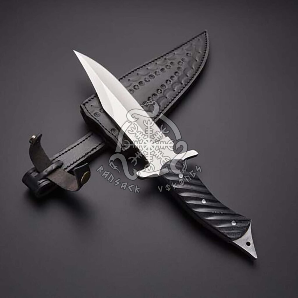 D2 Steel Camp Knife — Hand-Forged, Resin Handle, Leather Sheath