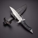 D2 Steel Camp Knife — Hand-Forged, Resin Handle, Leather Sheath