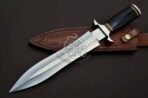 D2 Steel Dagger Knife — Hand-Forged, Buffalo Horn Handle, Leather Sheath - Image 2