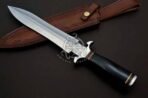 D2 Steel Dagger Knife — Hand-Forged, Buffalo Horn Handle, Leather Sheath - Image 3