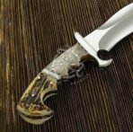D2 Steel Bowie Knife — Hand-Forged, Stag Horn Handle, Leather Sheath - Image 4