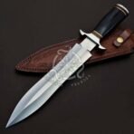 D2 Steel Dagger Knife — Hand-Forged, Buffalo Horn Handle, Leather Sheath