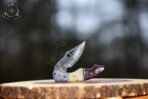 Damascus Folding Pocket Knife — Hand-Forged, 7″ Overall, Camel Bone Handle, Leather Sheath - view 2