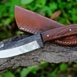 Stainless Steel Camp Knife — Hand-Forged, Stag Horn Handle, Leather Sheath