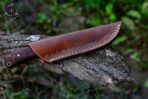 Stainless Steel Camp Knife — Hand-Forged, Stag Horn Handle, Leather Sheath - Image 5
