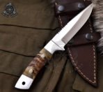 D2 Steel Camp Knife — Hand-Forged, Stag Horn Handle, Leather Sheath (RK-594) - Image 4