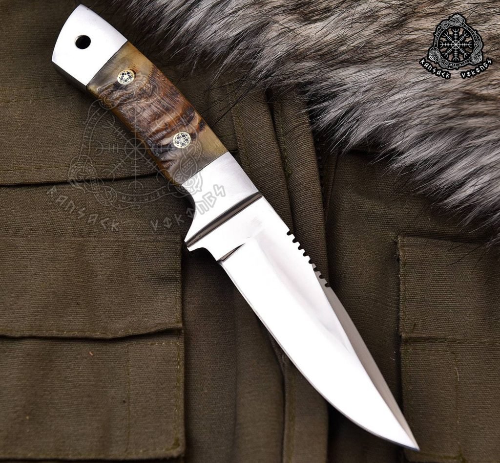 D2 Steel Camp Knife — Hand-Forged, Stag Horn Handle, Leather Sheath (RK-594) - view 2