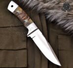 D2 Steel Camp Knife — Hand-Forged, Stag Horn Handle, Leather Sheath (RK-594) - Image 2