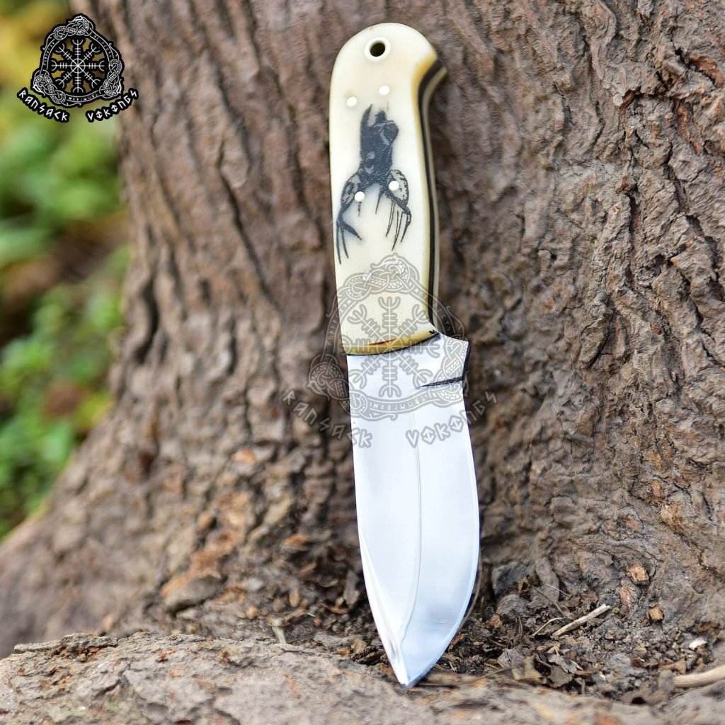 D2 Steel Skinner Knife — Hand-Forged, Stag Horn Handle, Leather Sheath (RA-596) - view 2