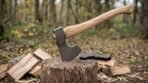 Odin Allfather Hand Forged Damascus Viking Bearded Axe | 18 Inch | Ash Wood Handle with Leather Blade Cover and Gift Box | Norse God Collector Gift | RK-635 - Image 4