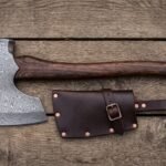 Bloodoak Hand Forged Damascus Viking Axe | 22 Inch | Rosewood Handle with Leather Blade Cover and Gift Box | Norse Battle Axe Collector Gift | RK-633