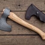 Odin Allfather Hand Forged Damascus Viking Bearded Axe | 18 Inch | Ash Wood Handle with Leather Blade Cover and Gift Box | Norse God Collector Gift | RK-635
